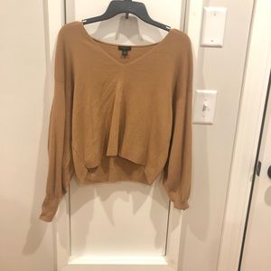 Camel Ann Taylor Factory Crop XS Sweater